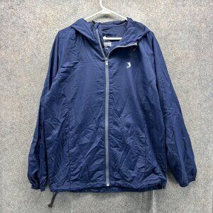 Reel Legends Jacket Mens Medium Blue Hooded Full Zip Windbreaker Fishing